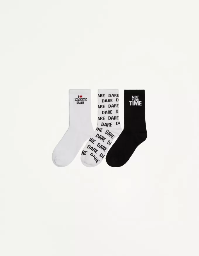 Pack de 3 calcetines estampados Black Pack de 3 calcetines estampados Black