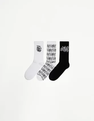 Pack de 3 calcetines estampados White