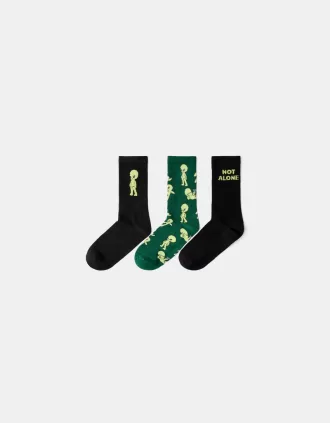 Pack de 3 calcetines estampados Black