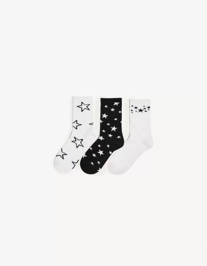 Pack de 3 calcetines estampados White