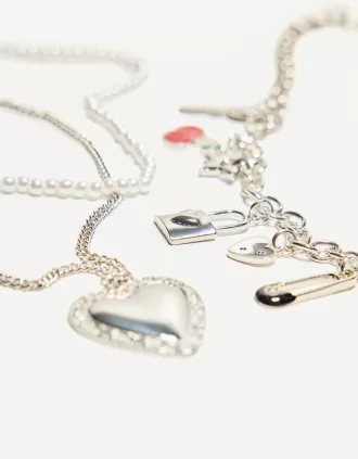 Pack de 3 collares con colgantes Silver