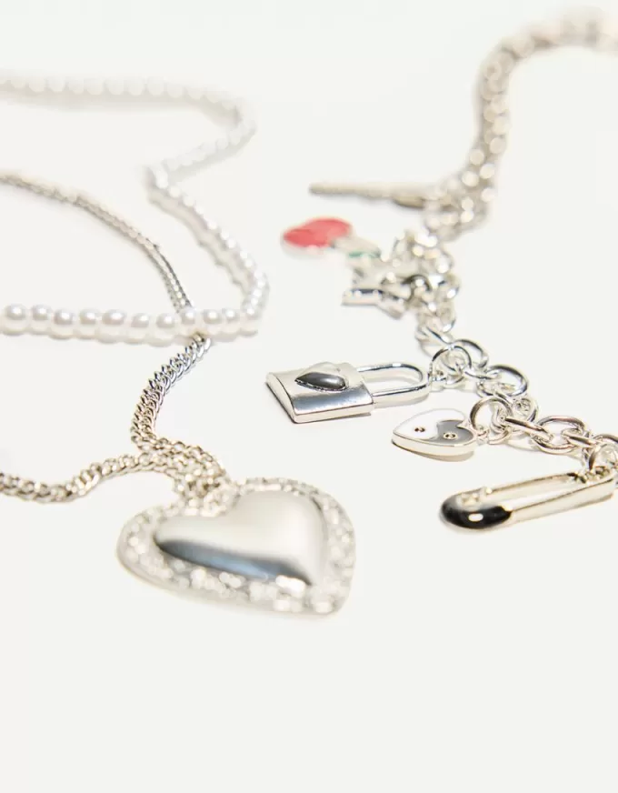 Pack de 3 collares con colgantes Silver Pack de 3 collares con colgantes Silver