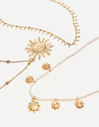 Pack de 3 collares con colgantes Gold
