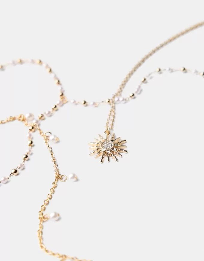 Pack de 3 collares con colgantes Gold