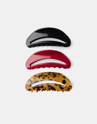 Pack de 3 pasadores para el pelo efecto carey Black