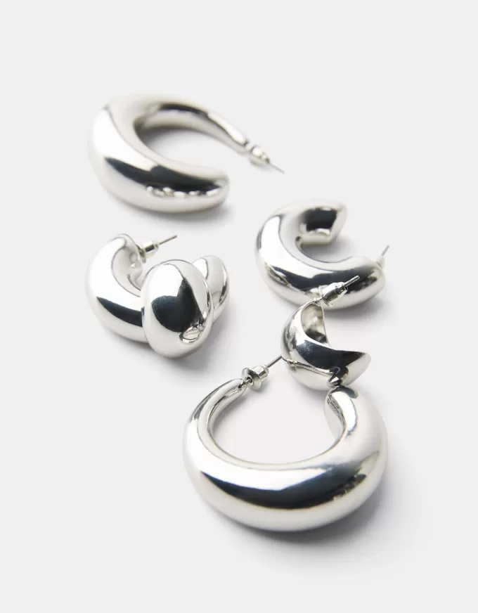 Pack de 3 pendientes de aro gruesos Silver Pack de 3 pendientes de aro gruesos Silver