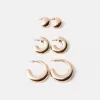 Pack de 3 pendientes de aro gruesos Gold