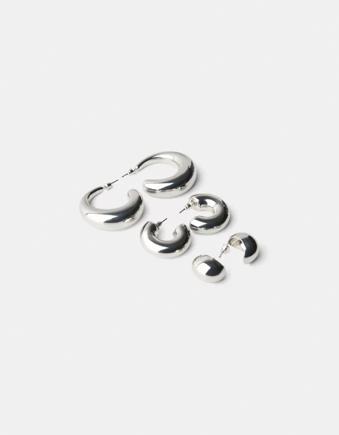 Pack de 3 pendientes de aro gruesos Silver Pack de 3 pendientes de aro gruesos Silver
