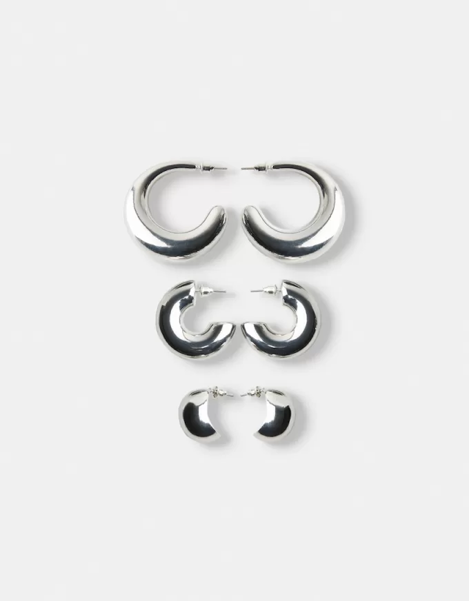 Pack de 3 pendientes de aro gruesos Silver Pack de 3 pendientes de aro gruesos Silver