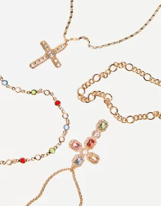Pack de 4 collares con colgantes Gold