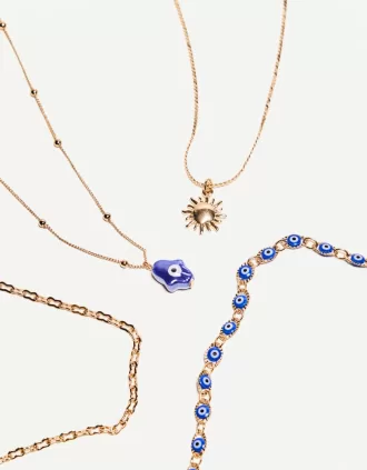 Pack de 4 collares con colgantes Gold