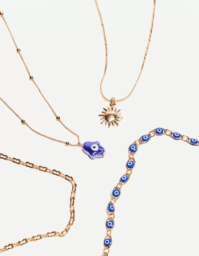 Pack de 4 collares con colgantes Gold Pack de 4 collares con colgantes Gold