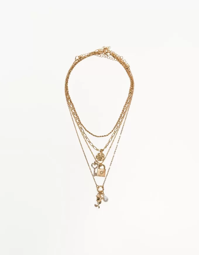 Pack de 4 collares con colgantes Gold Pack de 4 collares con colgantes Gold