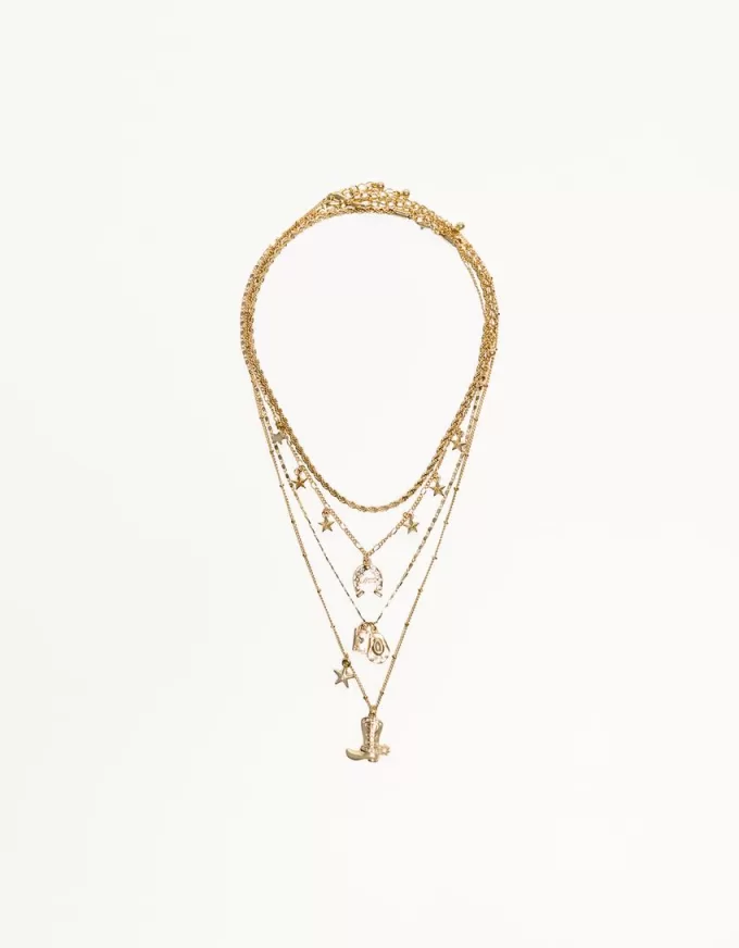 Pack de 4 collares con colgantes Gold