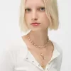 Pack de 4 collares con cruces de strass Gold