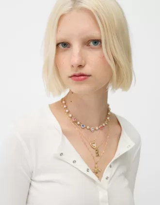 Pack de 4 collares con cruces de strass Gold