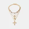Pack de 4 collares con cruces de strass Gold