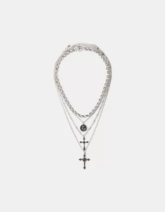 Pack de 4 collares de cruz Silver