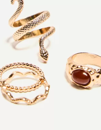 Pack de 7 anillos de serpiente Gold