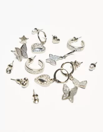 Pack de 8 pendientes brillantes Silver