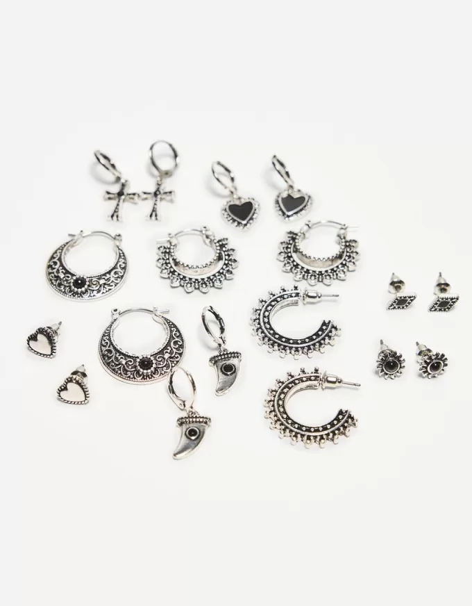 Pack de 9 pendientes bohemios Silver