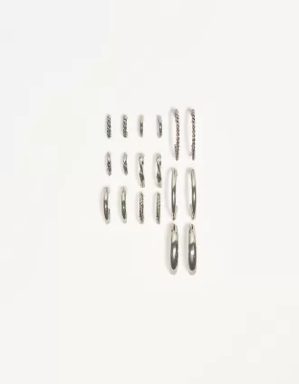 Pack de 9 pendientes de aro Silver