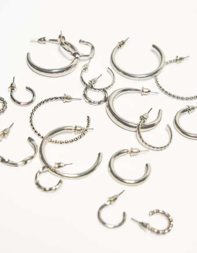 Pack de 9 pendientes de aro Silver