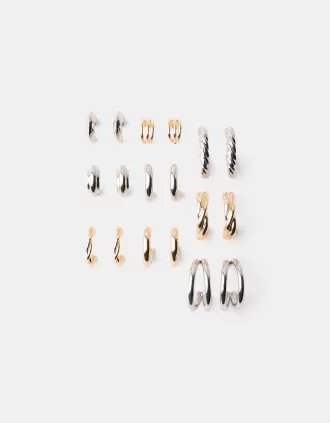 Pack de 9 pendientes de aro Silver
