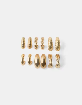 Pack de 9 pendientes de aro Gold