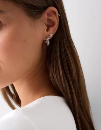 Pack de 9 pendientes de estrella con strass Silver