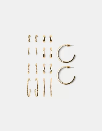 Pack de 9 pendientes texturizados Gold