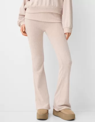 Pantalón acampanado de tacto suave con cintura doblada Pink