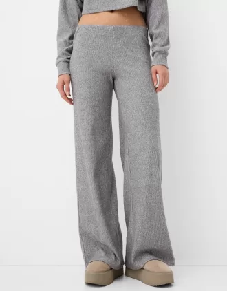 Pantalón ancho canalé tacto suave Grey