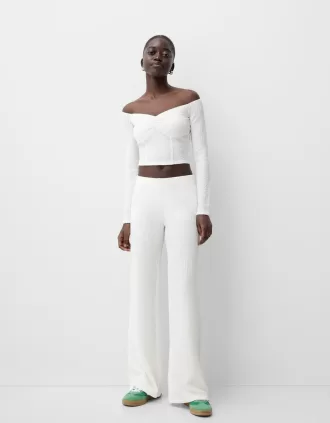 Pantalón ancho con relieve White