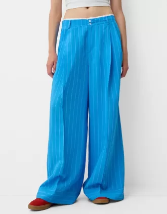 Pantalón ancho de popelina Blue