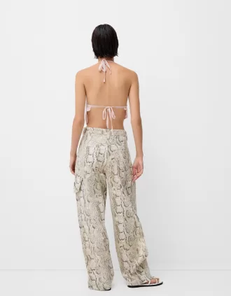 Pantalón carpintero animal print Multicolored