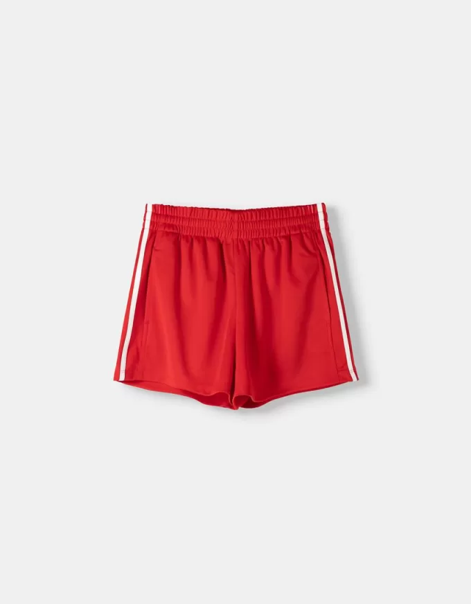Pantalón corto retro con raya lateral Red