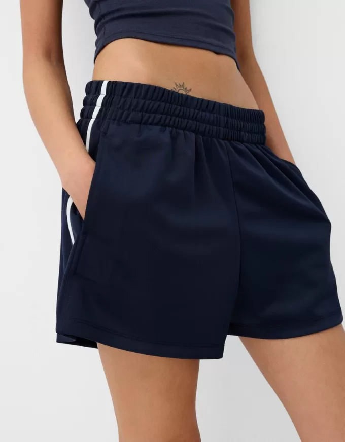 Pantalón corto retro con raya lateral Navy