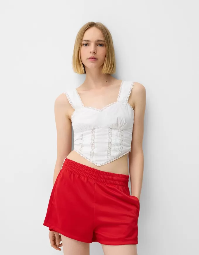Pantalón corto retro con raya lateral Red
