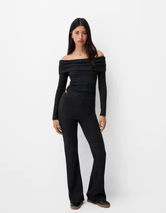 Pantalón culotte canalé evasé Dark grey
