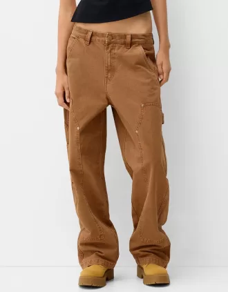 Pantalón de carpintero de algodón Camel