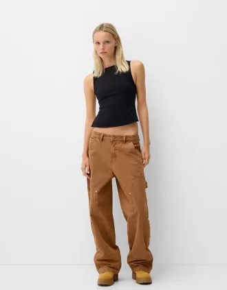 Pantalón de carpintero de algodón Camel