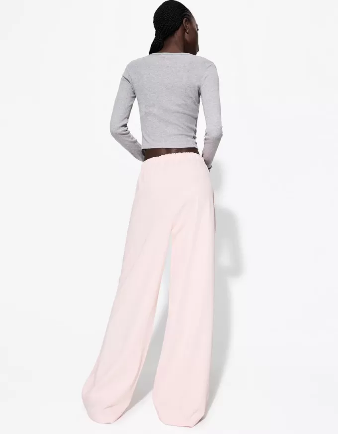 Pantalón de felpa con costuras laterales. Pink