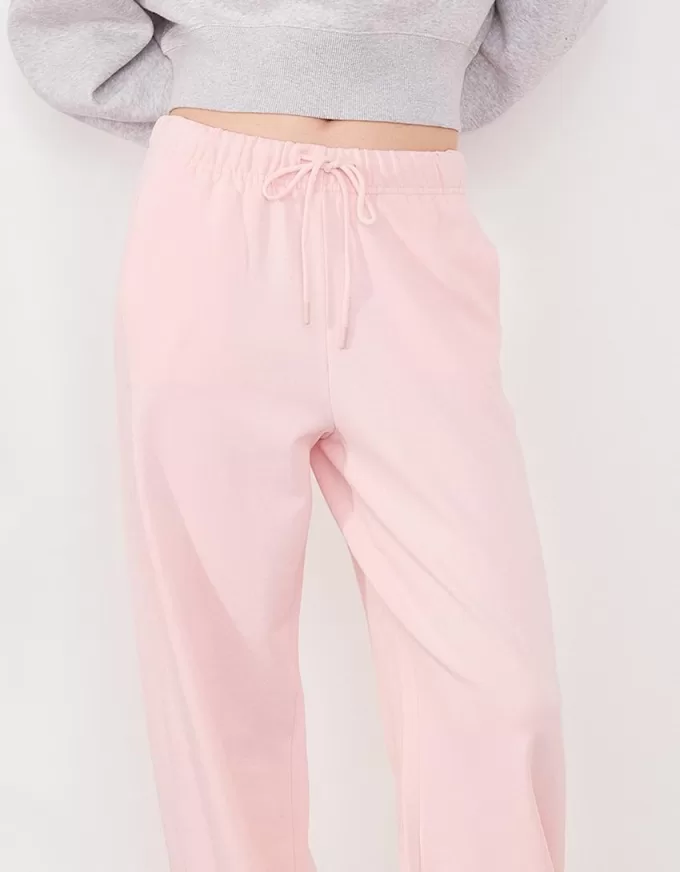 Pantalón de felpa con costuras laterales. Pink