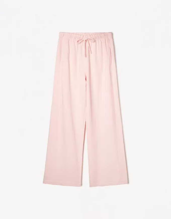 Pantalón de felpa con costuras laterales. Pink