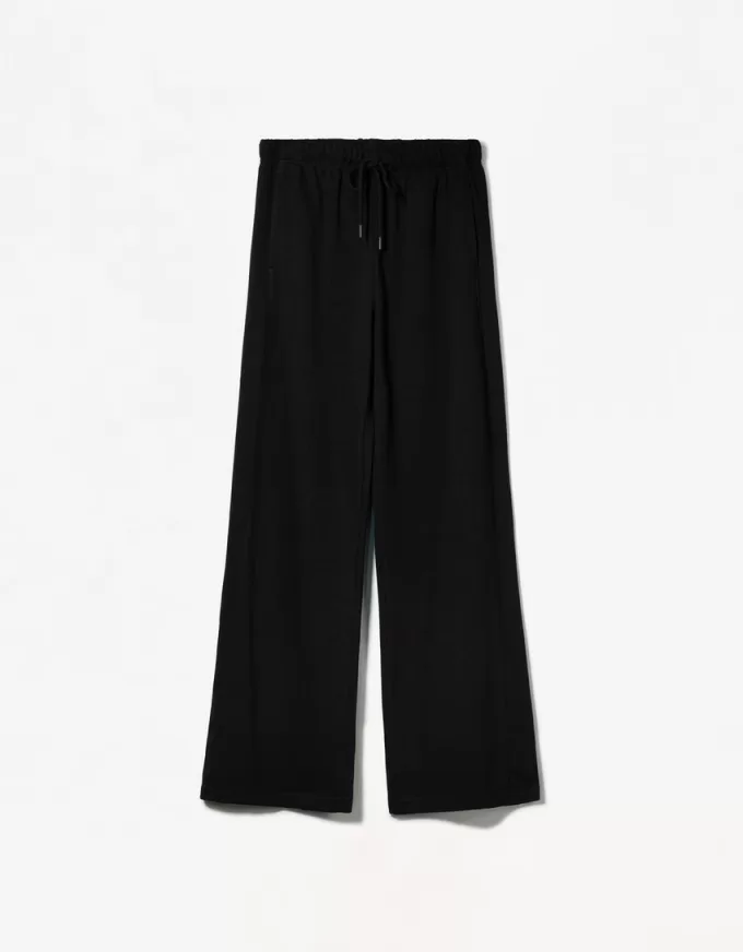 Pantalón de felpa con costuras laterales. Black