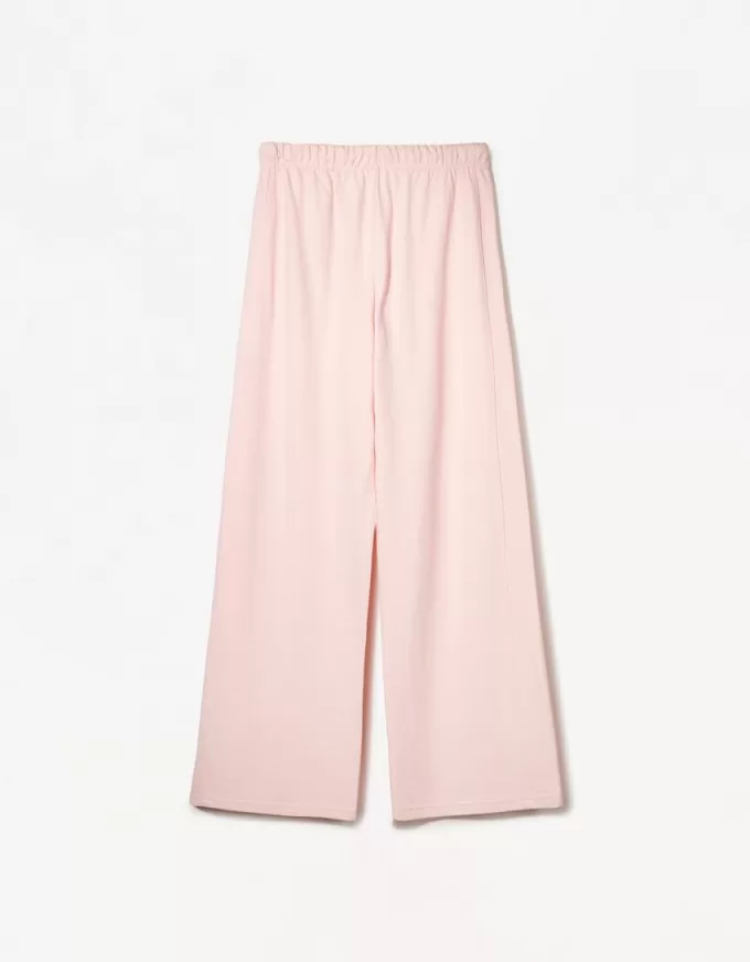 Pantalón de felpa con costuras laterales. Pink