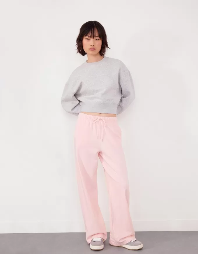 Pantalón de felpa con costuras laterales. Pink
