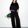 Pantalón de felpa súper ancho Black