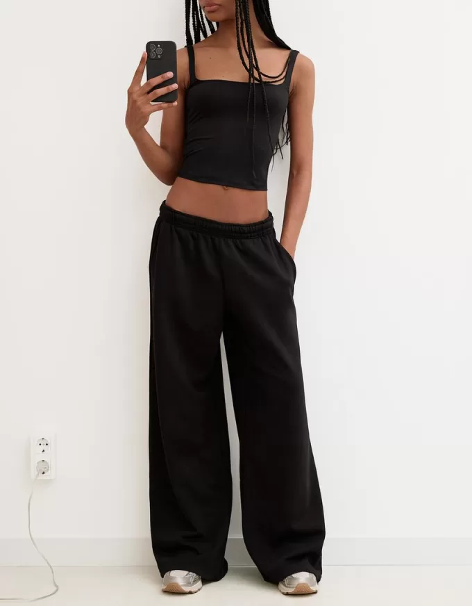 Pantalón de felpa súper ancho Black